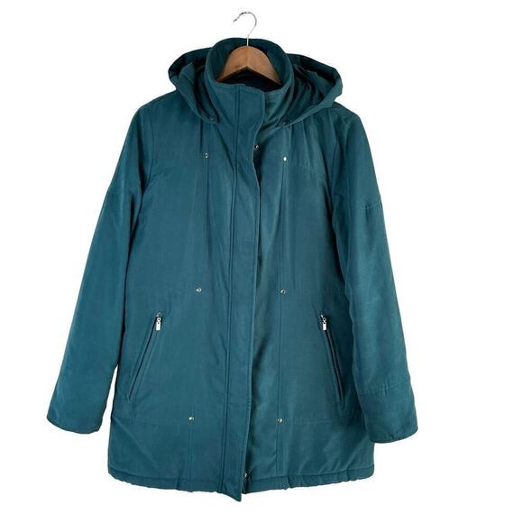 Forecaster‎ of Boston Vintage Puffer Coat Jacket Removable Hood Full Zip Teal, S - Picture 1 of 12